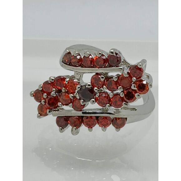 3.8CT Vintage Gold Plated Orange Sim Diamond CZ Cocktail Statement Ring Size 7 - Picture 3 of 10